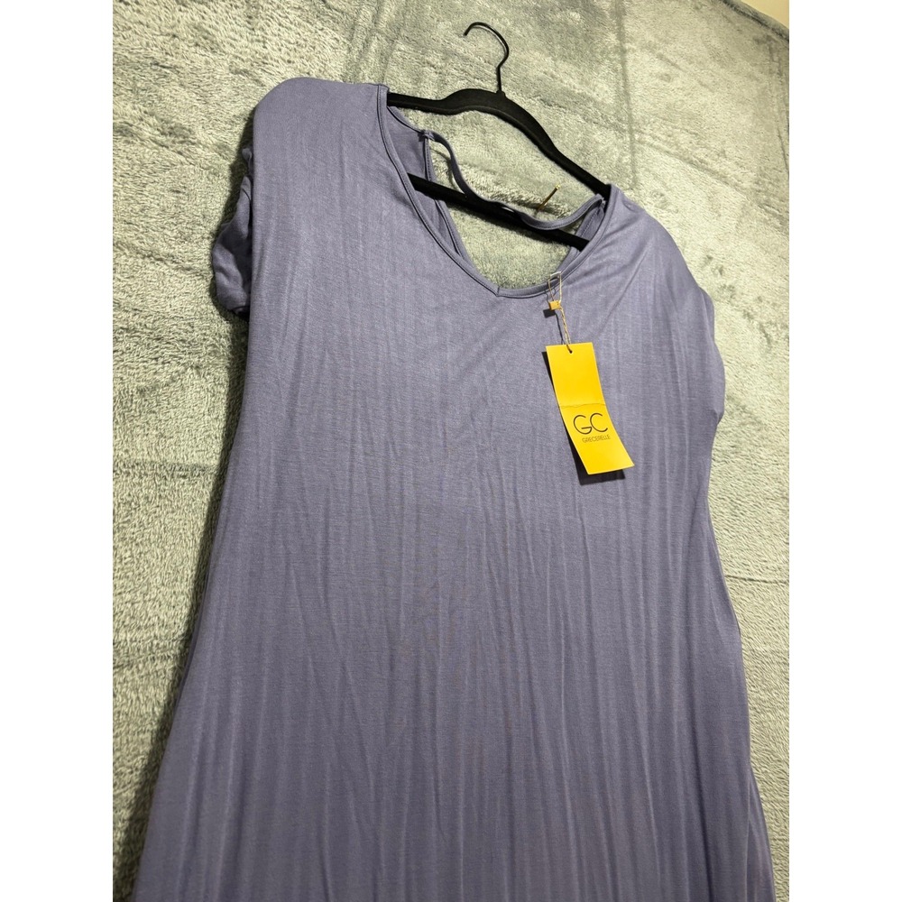 Grecerelle M Dusty Purple Womens Maxi Dress Casual Boho V-Neck Short Sleeve NWT
